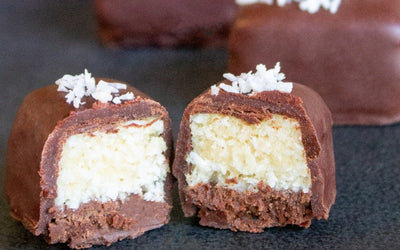 Kokosbarer på myk nougatbunn